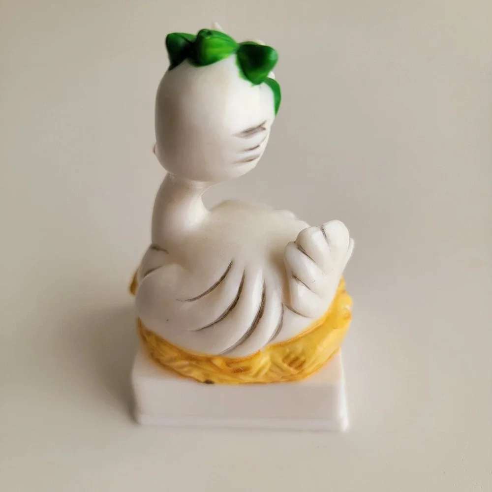 Vintage 1970s Wilton Stork Figurine Baby Shower Cake Topper White Guess What